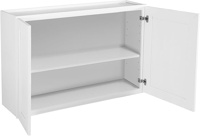 Design House Brookings Shaker Fully Assembled Wall Kitchen Cabinet W3624, 36 W x 12 D x 24 H, Painted White, Solid Wood, Design House, 613414