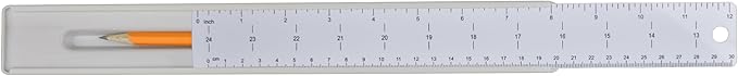 Westcott 17355 12-Inch Ruler Set with Pencil Storage, Innovative Design for Easy Measuring and Organization at School or Office, 2-Piece Set