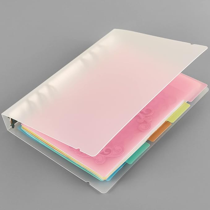 2PCS A5 6 Ring Binder Cover Clean Transparent Soft PVC for Refillable Notebook Shell withMatte surfaceforStamp & Die Storage
