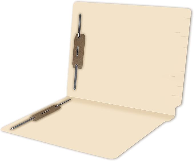 Medical File Folders with 2 Fasteners, Doctor Stuff, Letter Size, Reinforced End Tab Folders with 2” Bonded Fastener on Inside Front and Back, 11 pt Manila Stock, Box of 50