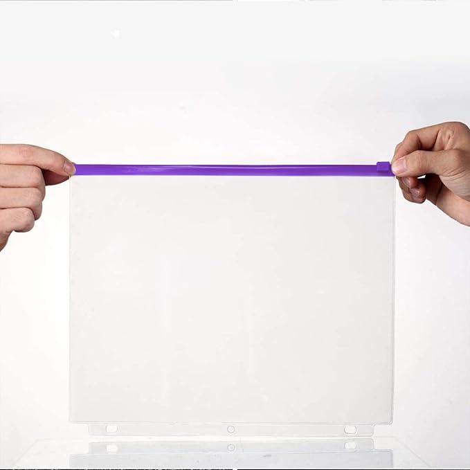 YoeeJob 3 Holes Clear PVC Zipper Binder Pocket Insert Pages Letter Size, 8 1/2"x 11 Loose Leaf Binder Filing Storage Bags 8 Packs(Purple)