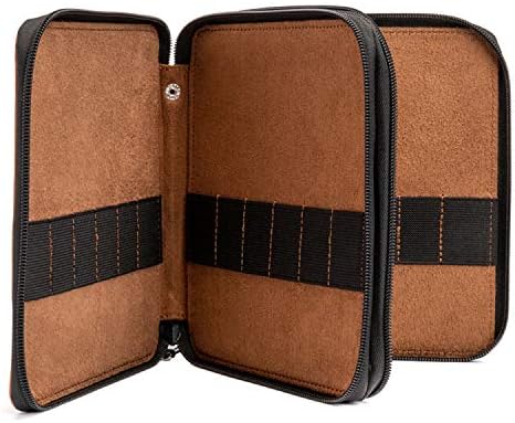 Speedball Art Products Genuine Leather Storage Case for Pencils, Markers, Pens and Art Supplies, Holds Up To 72 Standard Pencils, Antique Brown