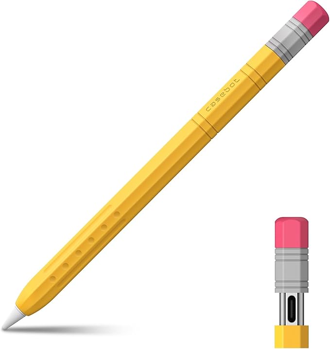 Fintie Silicone Sleeve for Apple Pencil (USB-C), Light Pen Skin Case Cover Soft Protective Anti-Slip Pencil Grip Holder, Supports Magnetic Attachment, Yellow