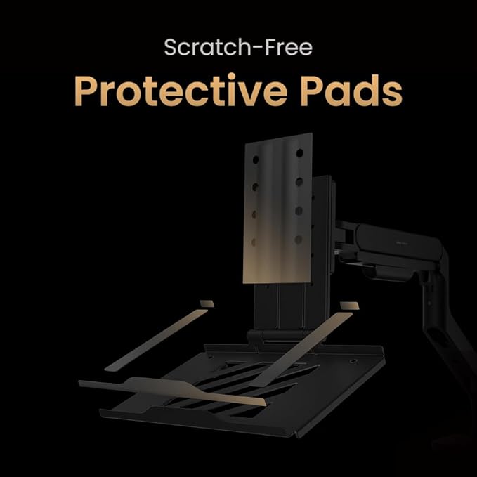 BenQ Foldable Laptop Tray for Monitor Arms. 75 × 75 mm VESA-Compatible Laptop Holder Fits 12"–17” Notebooks. Supports up to 11 lbs. Protective Pads for Stable, Scratch-Free Support.