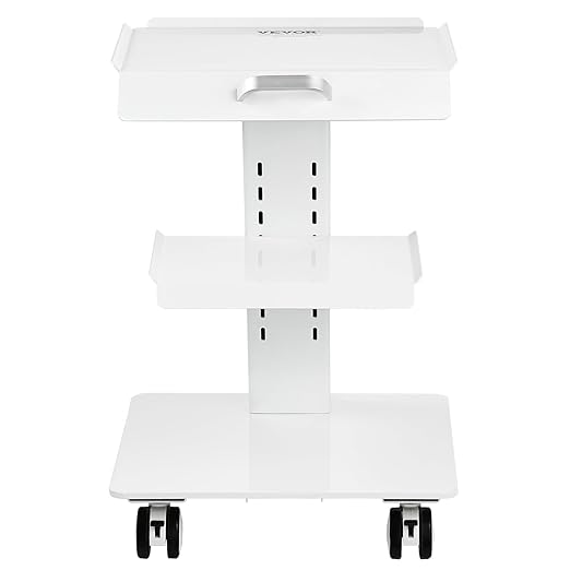 VEVOR Trolley Cart with Swivel Wheels, 3-Layer Mobile Esthetician Cart, Steel Metal Rolling Tray for Lab, Clinic, Beauty and Salon, 220 lbs Weight Capacity