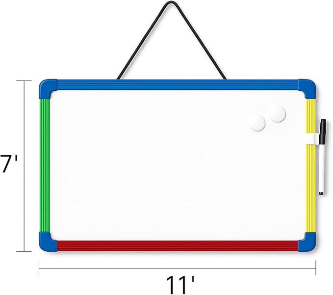 Double-Sided Magnetic Small White Board 11x7 Inch, Dry Erase Board with Marker & 2 Magnets, Hanging Mini Whiteboard for School, Home, Office, Classroom, Study, Teaching Use