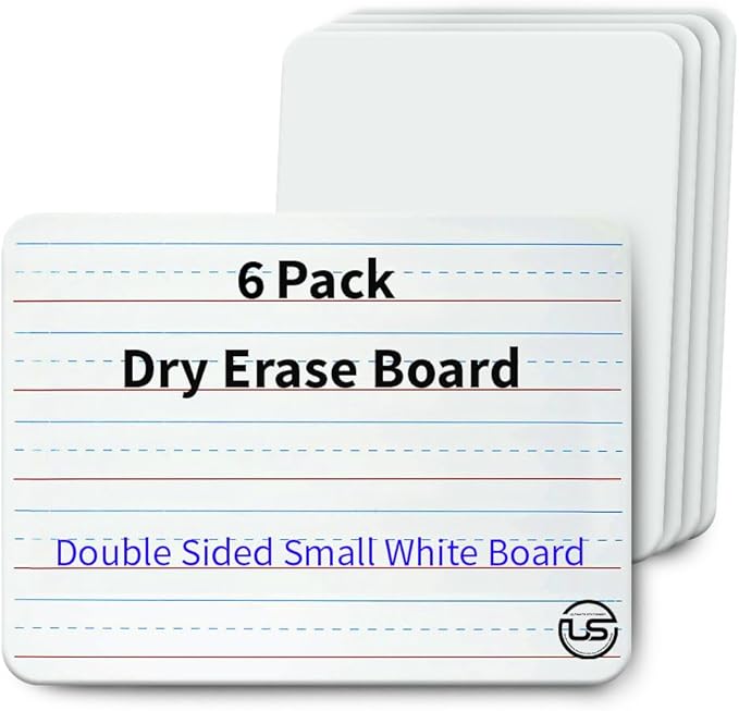 Small White Dry Erase Board for Kids 6pk. Double Sided Lapboard Mini Ideal Dry Erase Board Perfect for Homeschool Supplies, Office, Classroom