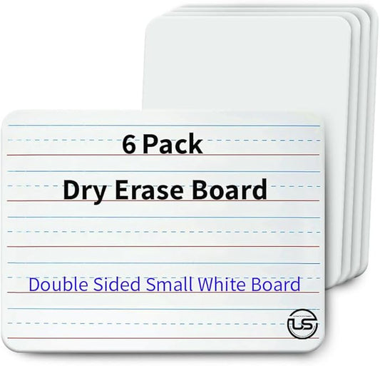 Small White Dry Erase Board for Kids 6pk. Double Sided Lapboard Mini Ideal Dry Erase Board Perfect for Homeschool Supplies, Office, Classroom