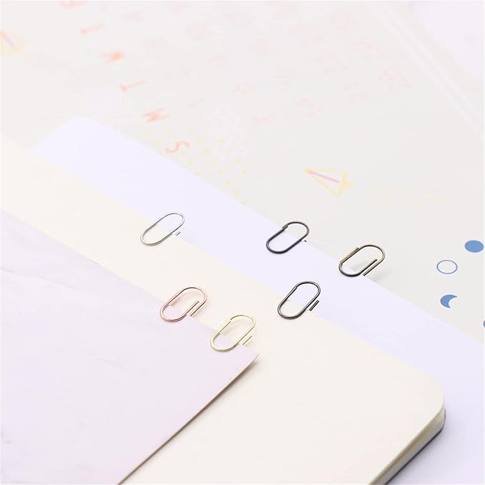 200pcs Bronze Mini Paper Clips Cute Paperclips Smooth Stainless Steel Wire Bookmarks in Tinplate Paper Clips Dispenser Holders for Desk Accessories Organizers (Simple Mini Fat Style, Bronze)
