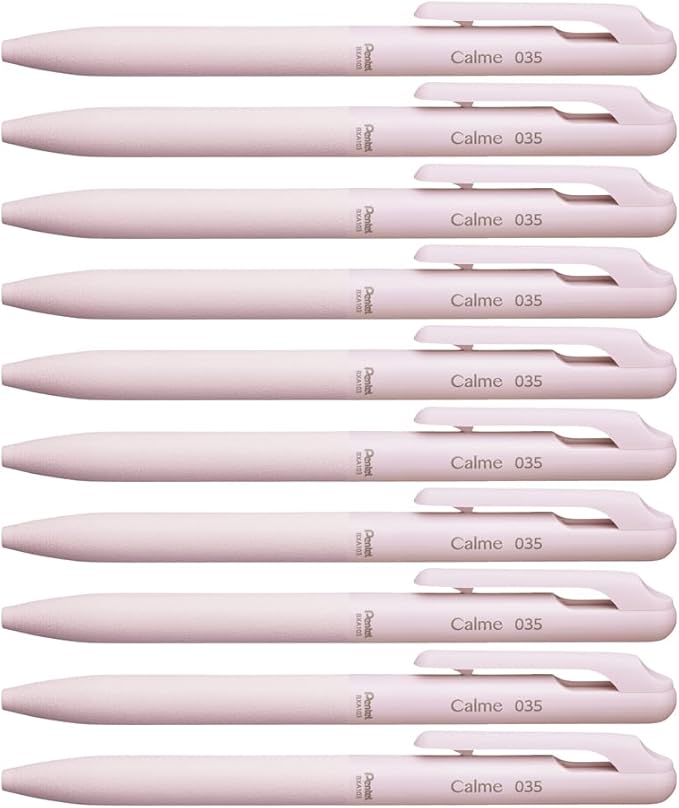 Pentel Ballpoint Pen, Calme 0.35mm, Pink, 10 Count BXA103P-A(10)