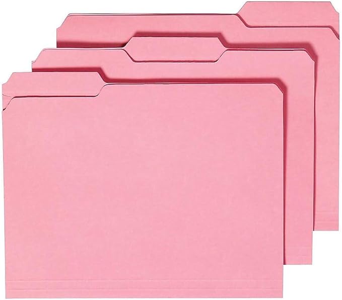 Staples Reinforced File Folders, Letter Size, 1/3‑Cut Tabs, Assorted Colors, Heavy‑Duty 10.5‑Point Stock, 100/Box