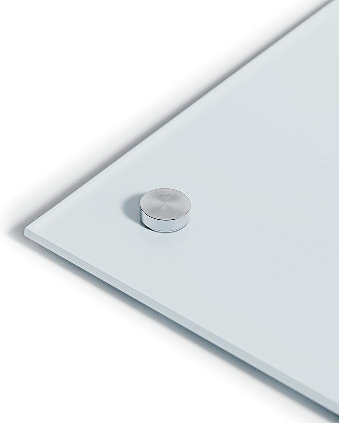 U Brands Glass Dry Erase Board, 36" x 36", 3'x3', White Frosted Surface with Silver Grommets, Frameless, Includes Marker