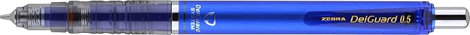 Zebra Pen DelGuard Mechanical Pencil 0.5mm, Black Ink, Black, Blue & White Barrel, Resists Lead Breaking, Double Spring Protection, Built-In Eraser, 3-Pack with Refills, Clip for Easy Carrying (58603)