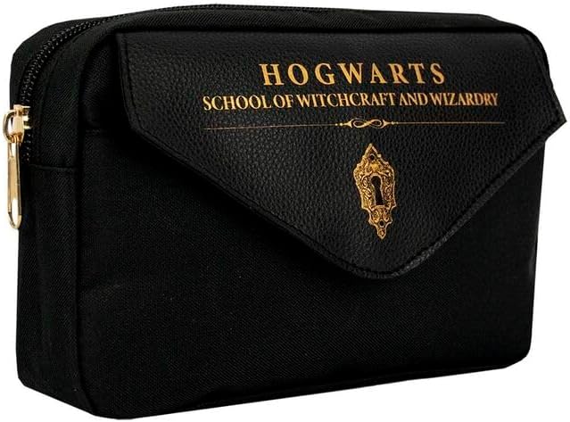 Harry Potter Hogwarts Pencil Case (One Size) (Black/Gold), Black/Gold, One Size