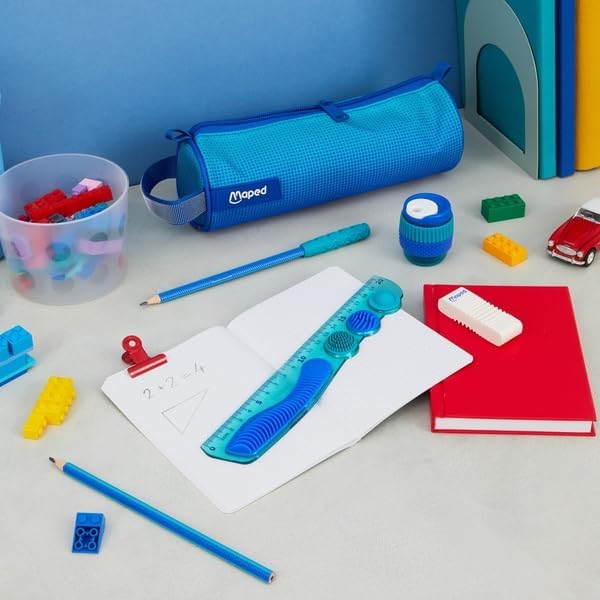 Maped -4-piece set Kidy Learn Concentration - Ruler - Pencil sharpeners - Eraser - Graphite relaxing tip - Sensory stimulation - improve concentration - recommended by teachers