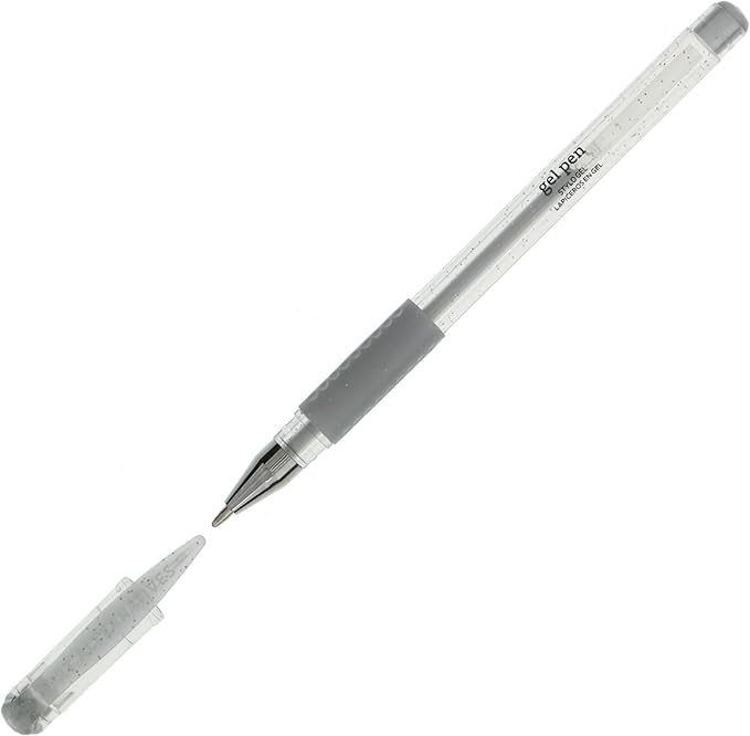 Art Alternatives Gel Pen, Glitter Silver - Ballpoint - Non-Smear + Quick Dry - Writing, Drawing, Coloring, Journal, Planner