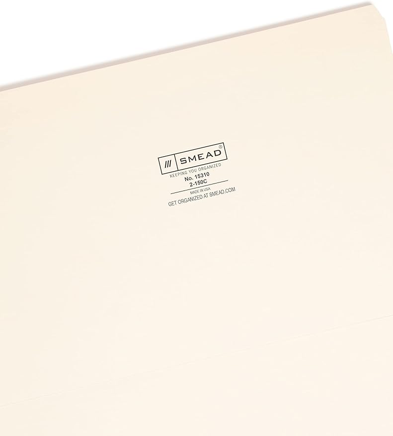 Smead File Folder, Reinforced Straight-Cut Tab (Not Undercut), Legal Size, Manila, 100 per Box (15310)