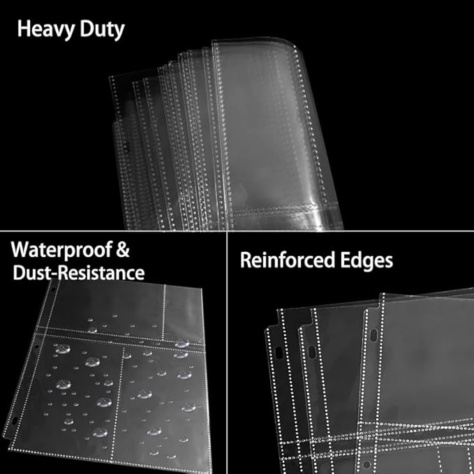 4x6 Photo Sleeves Clear for 3 Ring Binder (240 Pictures), Heavy Duty Plastic Album Refill Pages, Postcards Page Protectors 40 Pack