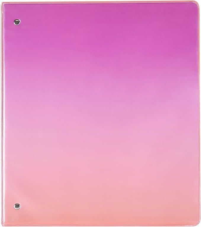 Yoobi 3 Ring Coral Ombre Binder - 1 Inch Binder with Round D Rings and 2 Pockets, Durable, PVC-Free Organizer with 220 Sheets Capacity, FSC Certified Packaging and Paper