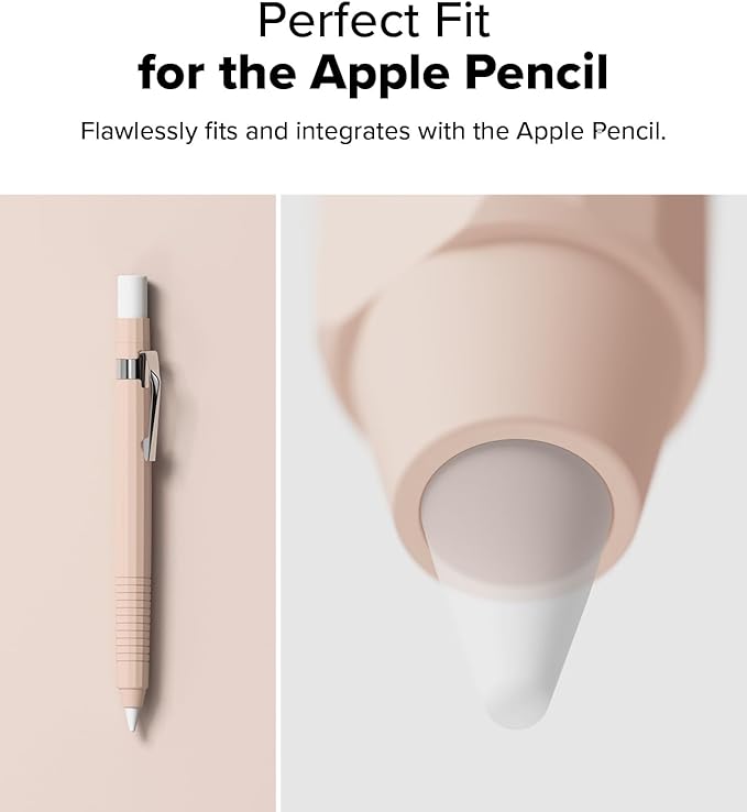 Ringke Silicone Drafting Pencil Case Compatible with Apple Pencil 2nd Generation and Apple Pencil Pro Case, Perfect Grip Silicone Protective Cover Sleeve Accessories - Pink Sand