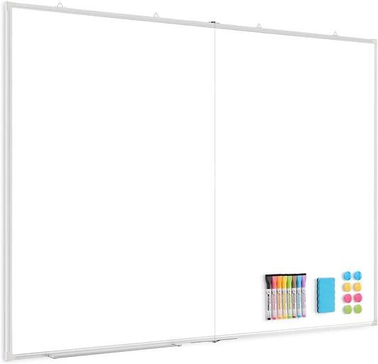 60" x 48" Double-Sided Large White Board, Foldable Magnetic Whiteboard Dry Erase Portable Wall Hanging Whiteboards for Home, School, Office