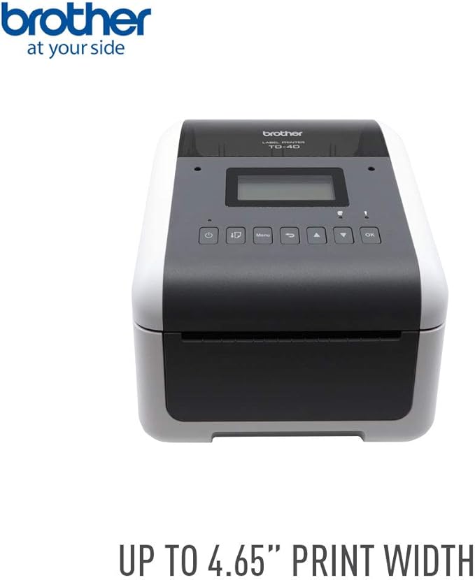 Brother TD-4550DNWB 4-inch Thermal Desktop Barcode and Label Printer, for Labels, Barcodes, Receipts and Tags, 300 dpi, 6 IPS, Standard USB and Serial, Ethernet LAN, Built-in Wi-Fi and Bluetooth,White