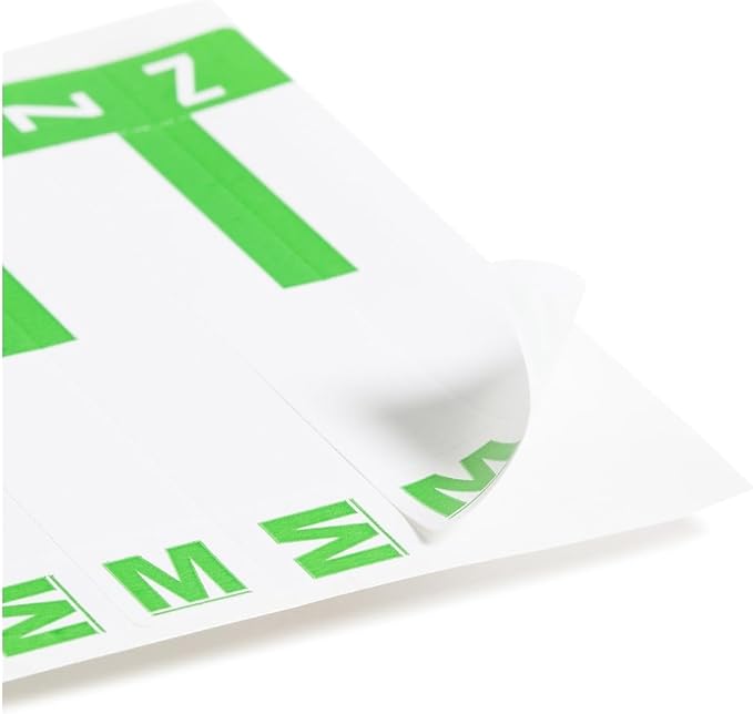 Smead AlphaZ NCC Color-Coded Label, M&Z, Label Sheet, Light Green, 100 per Pack (67164)