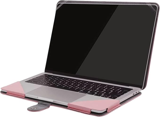 MOSISO Case Compatible with MacBook Air 13.6 inch M4 M3 M2 2025-2022 /Air 13 M1 2022-2018 /Pro 13 inch M2 M1 2025-2016, PU Leather Portfolio Protective Stand Cover, Rose Quartz