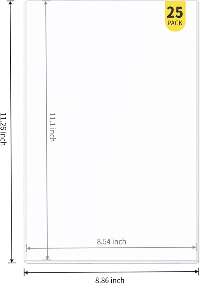 25-Pack 8.5 x 11 Inch Document-Toploaders - Premium Document Topload Holders, Crystal Clear Document Top loaders, Hard Plastic Page Sheet Protectors for Photos, Prints, Menu Covers and Work Papers
