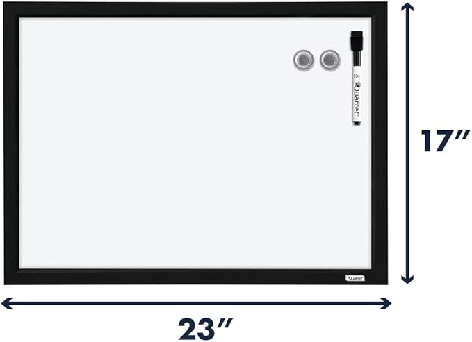 Quartet Magnetic Whiteboard, 17 x 23 inches White Board, Dry Erase Board, Black Frame (MWDW1723M-BK)