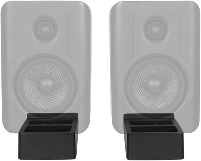 Monoprice Tilted Wedge Desktop Speaker Stands for Medium Sized Speakers, Speaker Riser, Anti-Vibration, 15 Degrees of Tilt, Pair, for Bookshelf Speakers and Studio Monitors, Black
