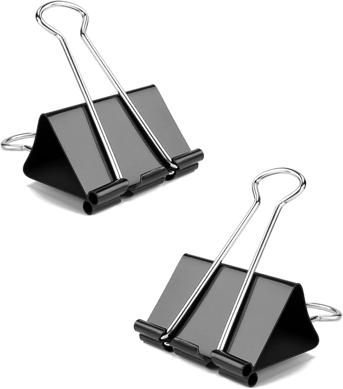 Small Binder Clips, 96 Pack, 3/4 Inch, Standard 19mm, Black, Capacity 0.31 Inch, Fold Clamp, Paper Clips, Office Clips, School & Home Use