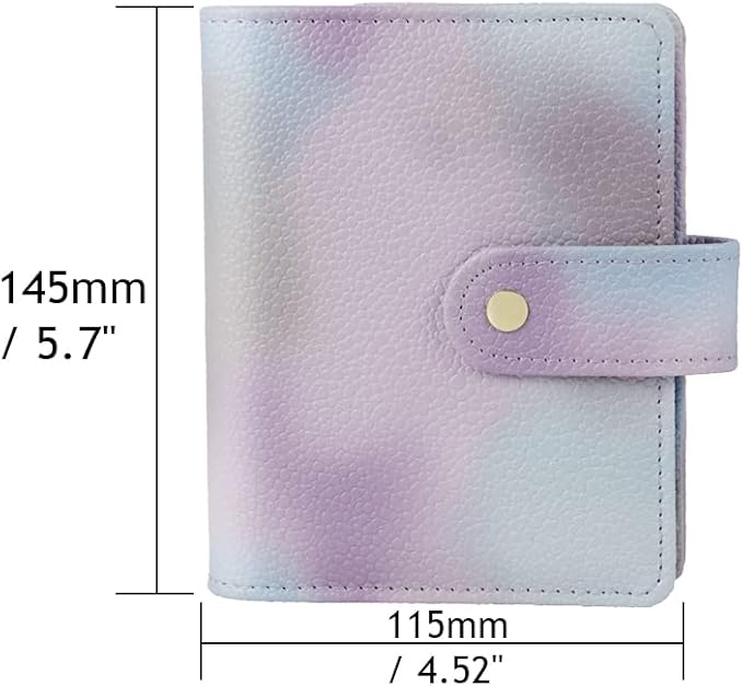 Purple PU Leather Budget Binder Cover, for A7 6-Ring Money Organizer Budgeting Refillable Loose Leaf Receipt Binder Notebook Bookmark Planner Book with Card Pockets Snap Buckle