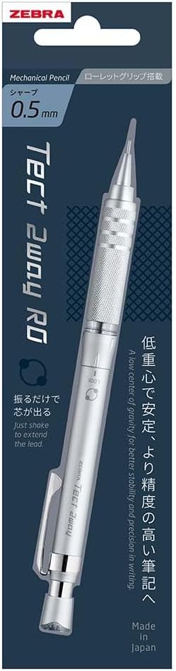 Zebra P-MA141-MS Tech 2-Way RO Mechanical Pencil 0.02 inches (0.5 mm) Metal Silver Knurling Model