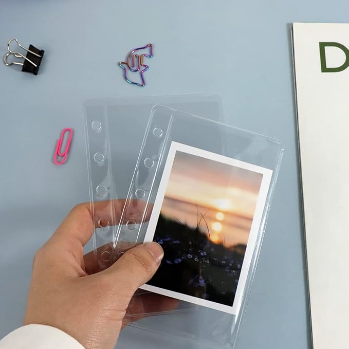 12 Pack A7 Size Clear Sheet Protectors 2.6 x 4.8 Inch Plastic Sleeves Page Protectors Top Loading Paper Protector for 6 Ring Binders, Acid-Free, Archival Safe for Documents and Photos