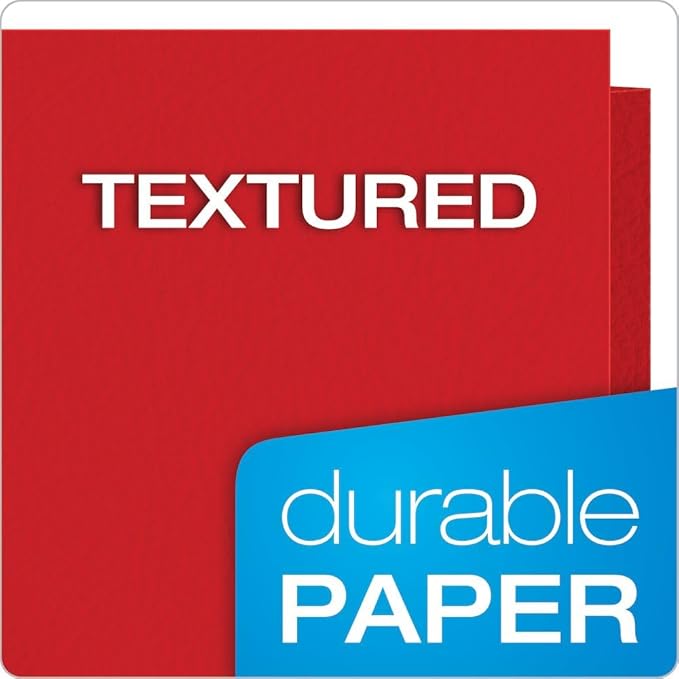 Oxford Two Pocket Folders, Textured Paper, Red, For School, Home, and Office, Letter Size, 25 Per Box (57511EE)