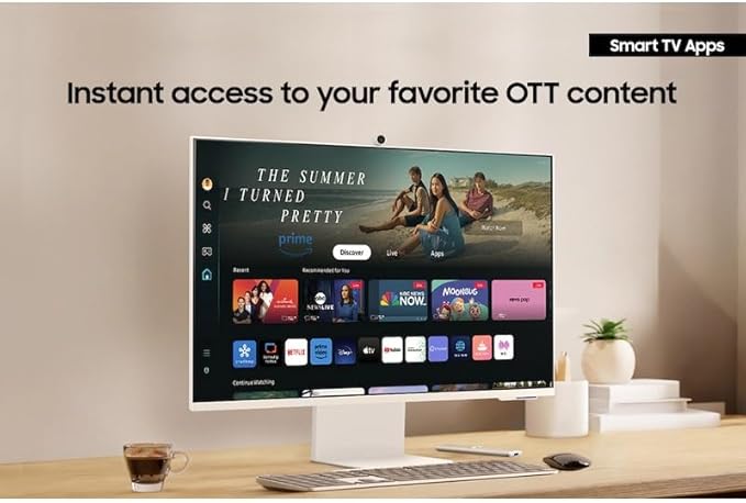 Samsung 32-Inch M8 (M80D) 4K UHD Smart Monitor with Streaming TV, Speakers, HDR10+, AI Upscaling, Ergonomic Stand, Slimfit Camera, Gaming Hub, USB-C & DKZ USB Port Expander, (LS32DM801UNXZA)