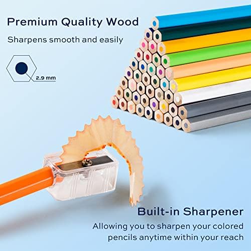 48 Pack Colored Pencils for Adult Coloring Books, Soft Core, Art Drawing Pencils for Artists Beginners, Coloring Pencils Set with Sharpener for Coloring, Sketching, Painting