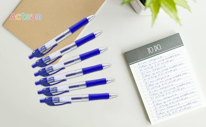 Blue Gel Ink Pens, 12 Pcs, Fine Point, Smooth Writing, Retractable, 0.7 Mm, Gift for Women & Men, Journaling, School & Office Supplies, Desk Accessories