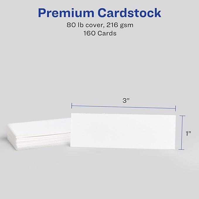 Avery Mini Business Cards, Sure Feed Technology, 1" x 3", Matte White, 160 Small Business Cards Total, Print-to-the-Edge, Laser/Inkjet Printable (5329)