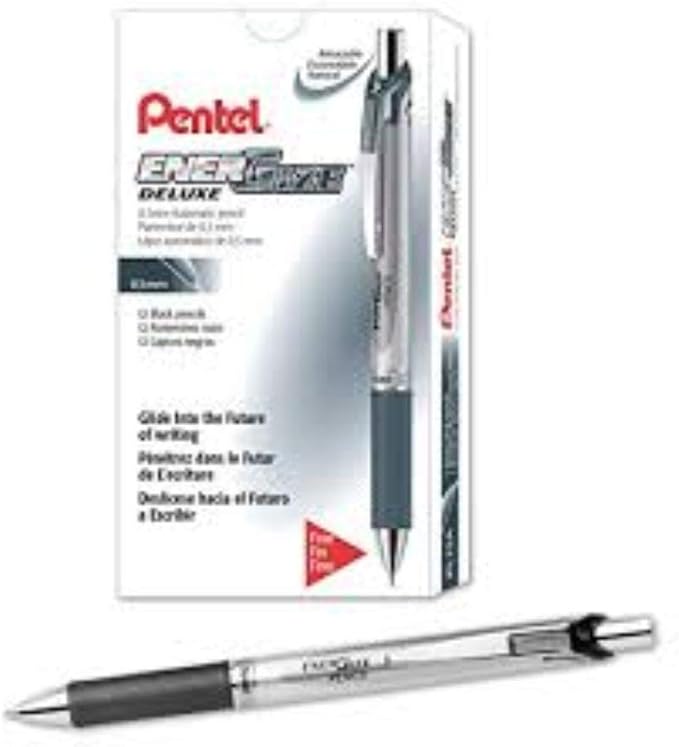 Pentel Mechanical Pencil, Energize, 0.5mm, Silver & Black (PL75-A)