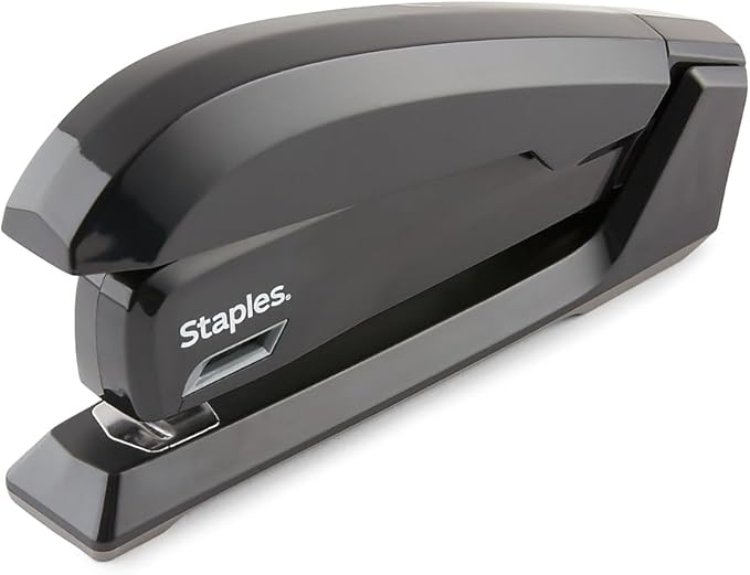 Staples One‑Touch Desktop Stapler, 20‑Sheet Capacity, Black – Easy‑Press Office Stapler