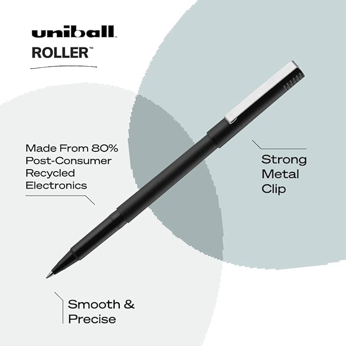 uniball Roller Rollerball Pens,Micro Point (0.5mm),Black,(Pack of 144)