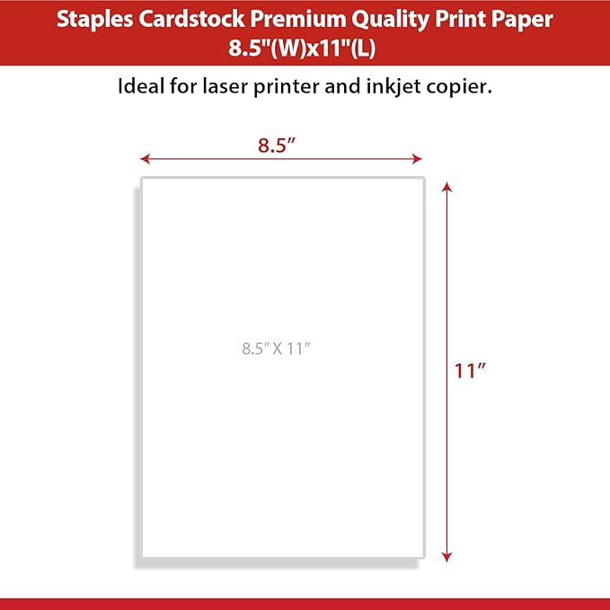 Staples Cardstock Paper, 8.5-Inch x 11-Inch Paper Size, Matte White, 110 lbs., For Office, School & Home