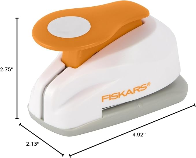 Fiskars Crafts Lever Punch Circle, Small (124830-1002), White,orange