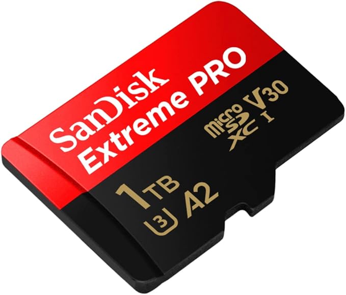 SanDisk Extreme PRO microSDXC UHS-I Memory Card 1 TB + Adapter & RescuePRO Deluxe (for Smartphones, Action Cameras or Drones, A2, Class 10, V30, U3, 200 MB/s Transfer)