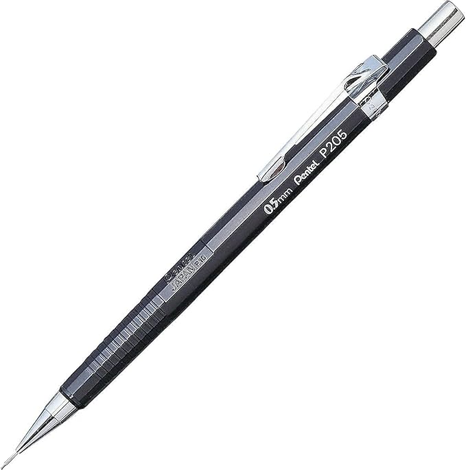 Pentel Sharp Mechanical Pencil (0.5mm), Fine Line, Black Barrel, Pack of 2 (P205BP2)