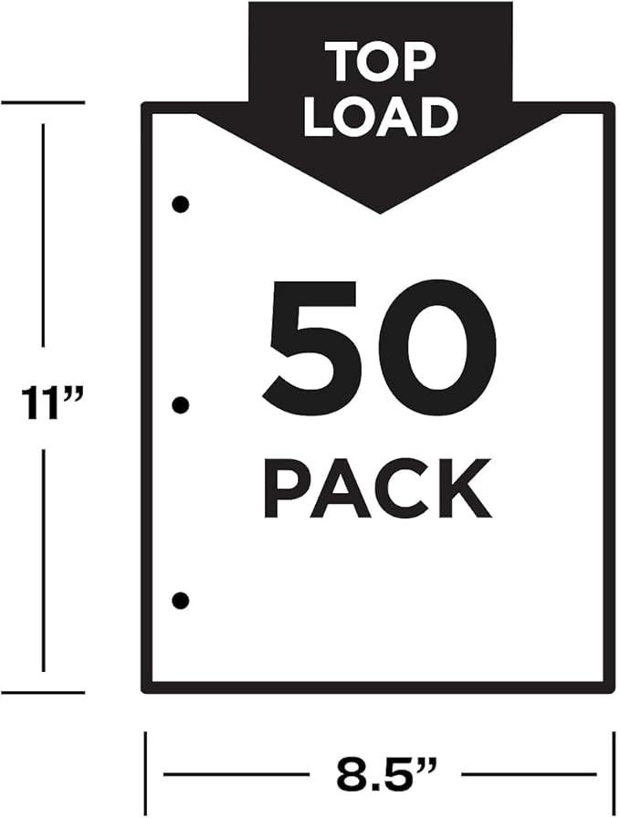 Avery Non-Glare Page-Size Sheet Protectors, Pre-Punched for Use with Tab Dividers, Top Load, 50 Document Protectors (74204)