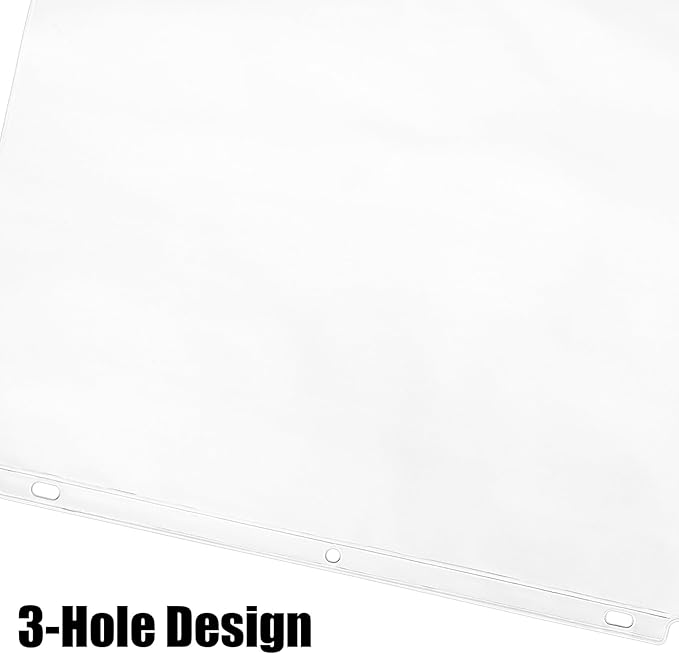 30 Pack Binder Pockets, 3 Ring Hole Binder Pouch, 11" × 9" Letter Size Binder Pockets with Zipper, PVC Loose Leaf Binder Sleeves Storage Bags for Files, Documents