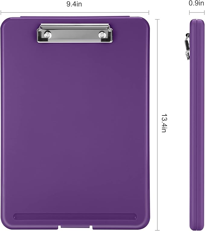 Sooez Storage Clipboard With Low Profile Clip, Heavy Duty Nursing Foldable Clipboard, Waterproof Coaches Case, Letter Size Smooth Writing for Work, Kids